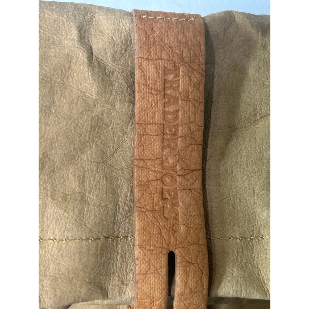 Trader Joe's Washable Paper Lunch Bag Tan Brown Reusable Eco-Friendly Tote#973